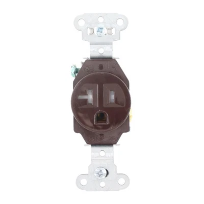 RECEPTÁCULO ÚNICO PASS & SEYMOUR TR5351, TR, 20A, 120V, MARRÓN Foto 1 de 2
