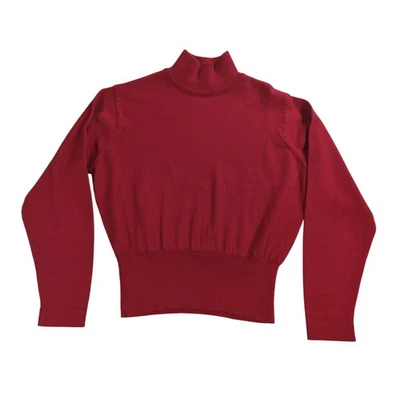 Винтажный Classiques Entier Petites шерсти мериноса свитер красный насмешливый шеи женщин PL - Изображение 1 из 4