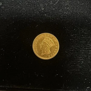 1868 US $1 Dollar Gold Indian Princess Head Type 3 Better Date AU Almost Unc - Picture 1 of 8