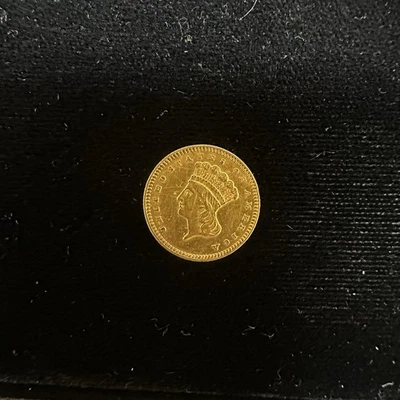 1868 US $1 Dollar Gold Indian Princess Head Type 3 Better Date AU Almost Unc - Image 1 of 4