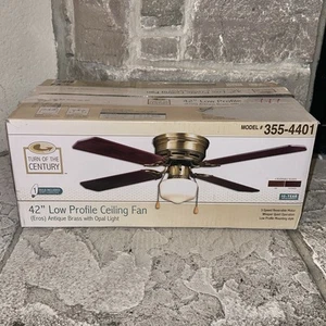 Turn Of The Century 42" Low Profile Oak/Rosewood Ceiling Fan + Opal Light Kit - Picture 1 of 7