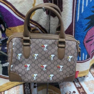 Snoopy Shimamura Collaboration Boston shoulder Bag 2WAY Type Peanuts Gifts Brown - Picture 1 of 6
