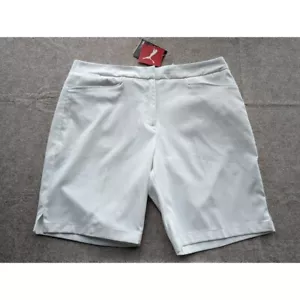 Women's Puma DryCell Pounce Bermuda 8" Golf Shorts Size Large White Chino NEW - Picture 1 of 4