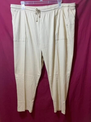 Pantalón de punto con cordón para mujer, beige, talla grande 3XL Foto 1 de 3