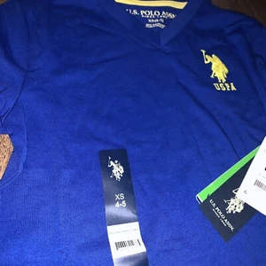 U.S. POLO ASSN. Boy's Short Sleeves V Neck T-Shirt NWT Xs 4-5 - Picture 1 of 3