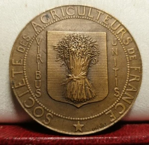 1930er ALTE FRANZÖSISCHE BAUERNGESELLSCHAFT BRONZE MEDAILLE von PILLET 38mm - Bild 1 von 3