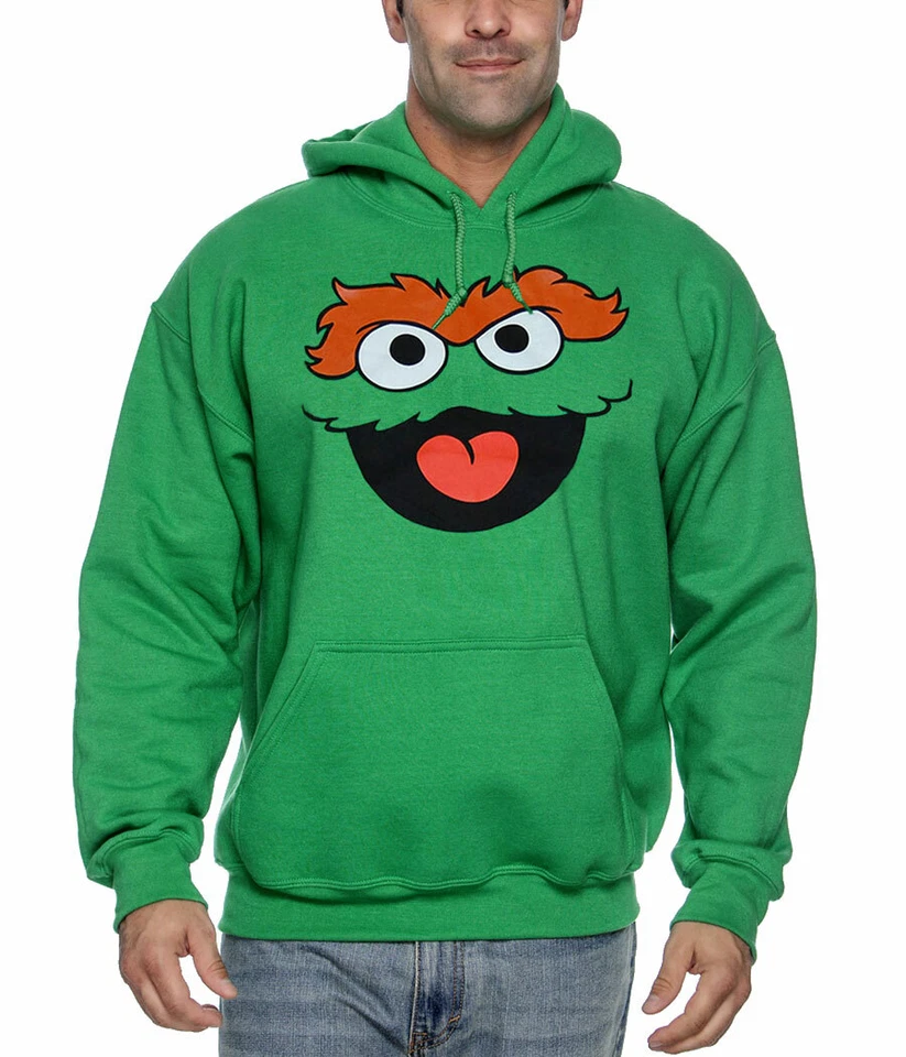 Sesame Street Oscar The Grouch Face Adult Hoodie - image 1 of 1