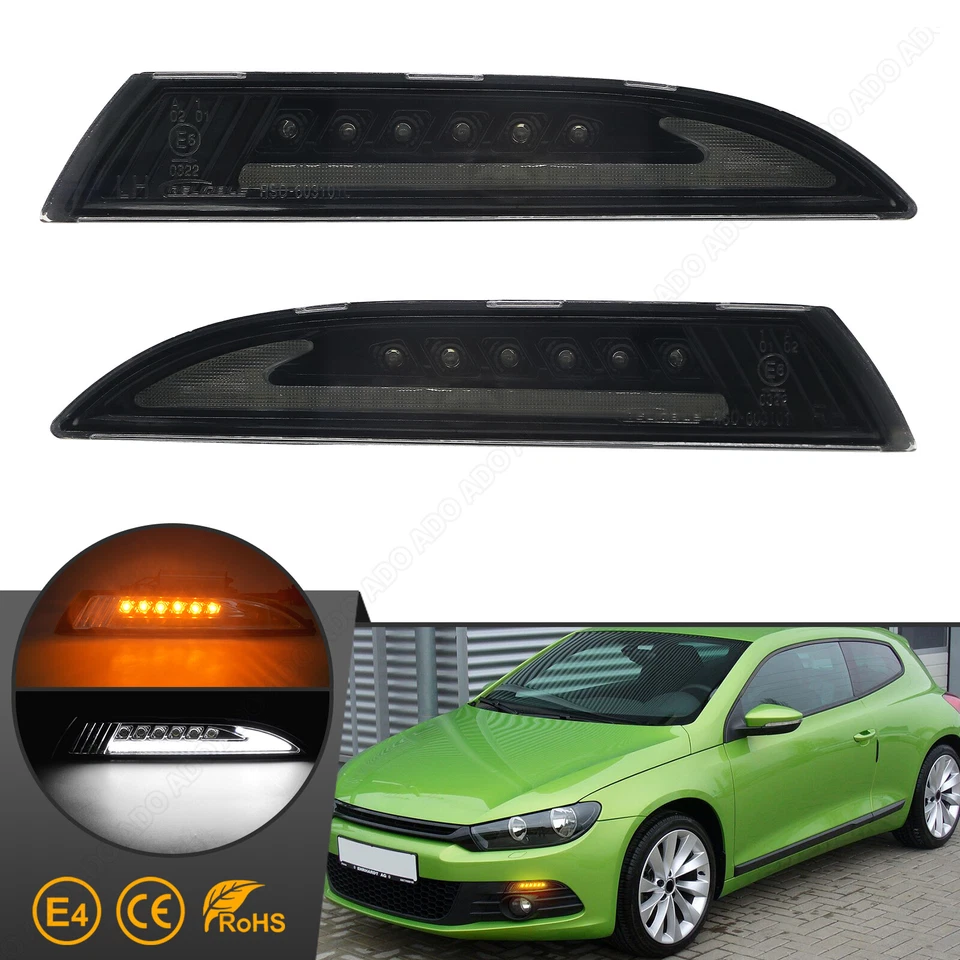 Intermitente delantero LED luz de estacionamiento intermitente para VW Scirocco 3 III 137 desde 08-14 | negro - Imagen 1 de 4