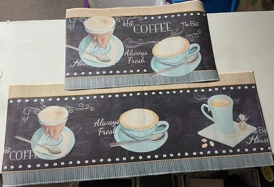 ROSMARUS Coffee Theme Kitchen Rug Set 2 Piece, Cushioned Anti-Fatigue Kitchen Floor Mat