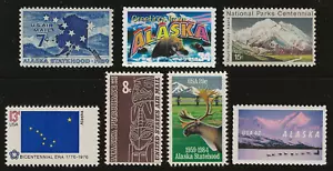 ALASKA - JUEGO DE 7 SELLOS POSTALES EE. UU. - COMO NUEVO - Imagen 1 de 1