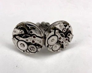 Watch Movement Cufflinks 15 Jewels Steampunk Gears Machine Industrial Circular - Bild 1 von 6