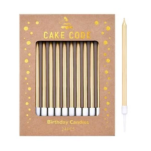 Champagne Gold Long Thin Birthday Candles Cake Candles Birthday Parties Wedding - Picture 1 of 7