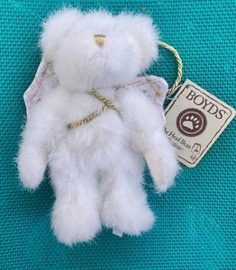 Boyds Bears Tinsel Peluche Angelo Orso Bianco Oro Ali 5" Nuovo con Etichetta Raro HTF! - Foto 1 di 3