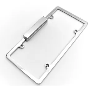 License Plate Frame With Light USA Plates Chevy Ford Chrysler Aluminum Chrome - Picture 1 of 2