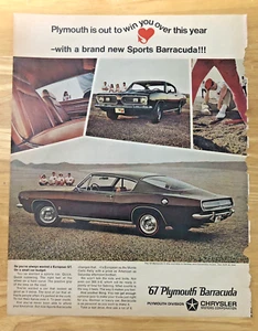 Vintage 1967 PLYMOUTH BARRACUDA Print Advertisement Retro Muscle Car Magazine Ad - Picture 1 of 3
