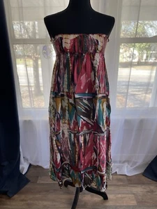 NUEVO CON ETIQUETAS Chaudry KC Boho Midi Falda/Playa Sol Vestido Talla L Hippie Campesino Forrado - Imagen 1 de 6
