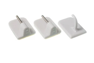Selbstklebend Aufkleben Ende Haken Für Netzvorhang X 18 & 9 Mitte Haken Weiß - Picture 1 of 1