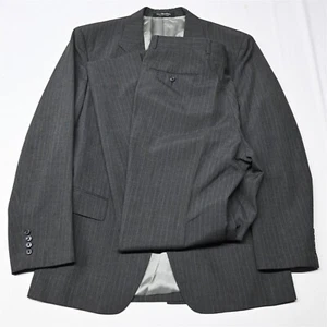 Vtg Oliver Hunt 42R 33x32 Gray Stripe Wool Mens Suit - Picture 1 of 12