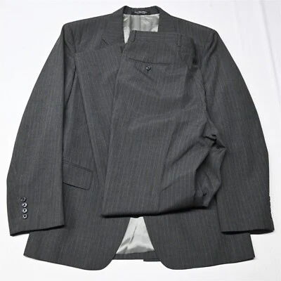 Vtg Oliver Hunt 42R 33x32 Gray Stripe Wool Mens Suit - Image 1 of 4