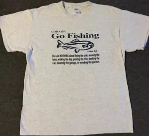 Vtg God Said Go Fishing Not Do Chores Faded Shirt XL Funny Jesus Grunge 90s Y2K - Picture 1 of 12