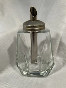 Vertedor de azúcar de vidrio pesado vintage con tapa de metal - Imagen 1 de 5