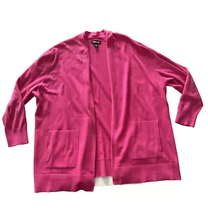 Land's End Women's Size 2X 20W-22W Pink Multicolor Cardigan Long Sleeve Pocket - Picture 1 of 7