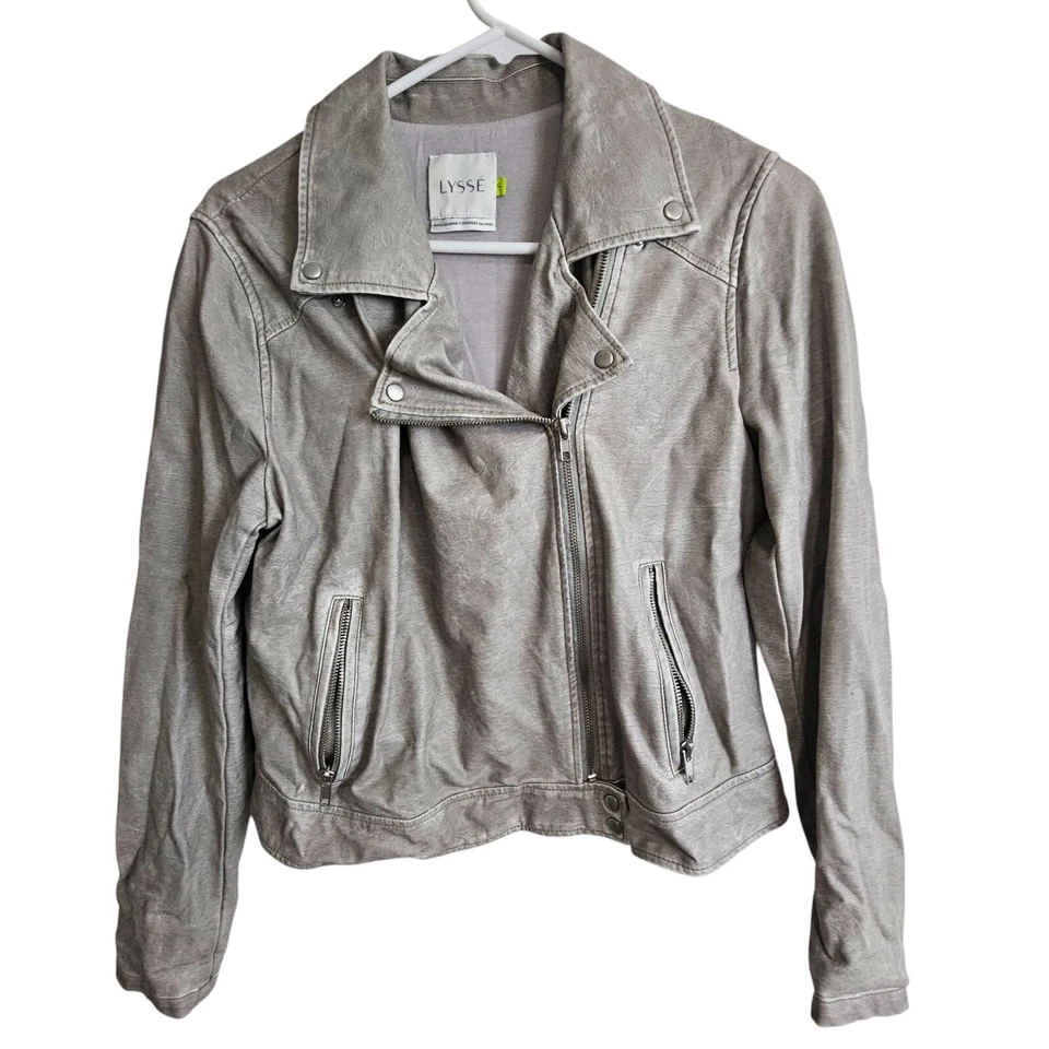Chaqueta de Moto Anthropologie Lysse Mujer S Gris Imitación Cuero Chaqueta Mujer Recortada Foto 1 de 4