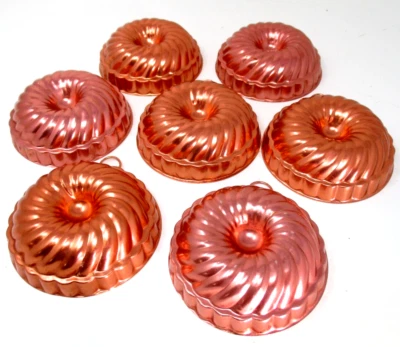 Moldes de gelatina para pasteles de metal color cobre mini pequeños redondos 3,75 pulgadas lote de 7 Foto 1 de 4
