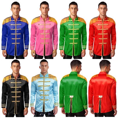 Male Costumes Masquerade Jackets Rave Satin Cosplay Mens Christmas Long Sleeve - Image 1 of 4