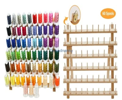 63 Colors Polyester Embroidery Machine Thread with 60 Spools Thread Rack - Image 1 of 4