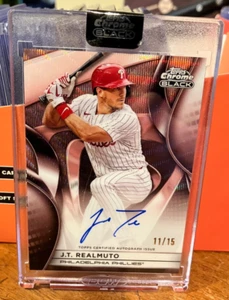 🔥 J.T. REALMUTO - ON-CARD AUTO /15 - ENCASED! 🔥 2025 TOPPS CHROME BLACK - Picture 1 of 1