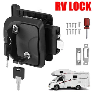 RV Paddle Entry Door Lock Latch Handle Knob Deadbolt For Camper Trailer Black US - Picture 1 of 10