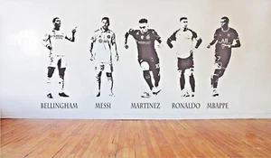 FOOTBALLER WALL STICKERS MESSI RONALDO SALAH MBAPPE KANE DECAL KIDS BEDROOM - Picture 1 of 12