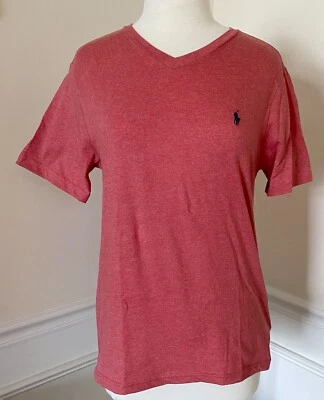 NUEVO CON ETIQUETAS Ralph Lauren Polo Rojo Cuello en V Tejido Top Camiseta Poni Juvenil L 14-16 Foto 1 de 2