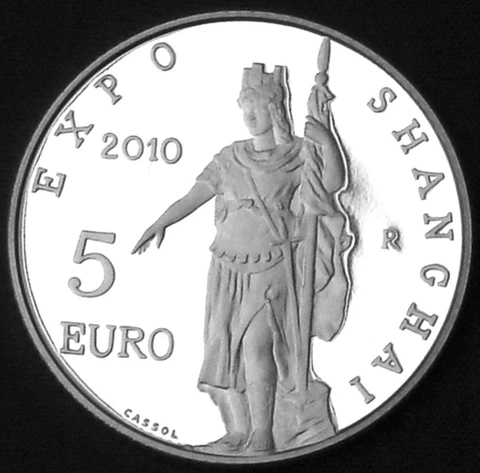 San Marino 5€ Silver Proof 2010R Shanghai Expo KM#495 Cover