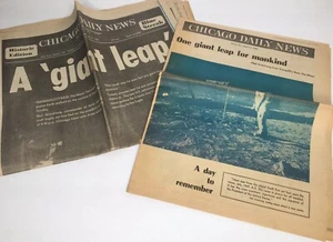 Chicago Daily News 1969 One giant leap for mankind Neil Armstrong Newspaper - Picture 1 of 12
