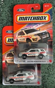 MATCHBOX COUNTY POLICE 2016 FORD INTERCEPTOR UTILITY LOT OF 2 White - Picture 1 of 2