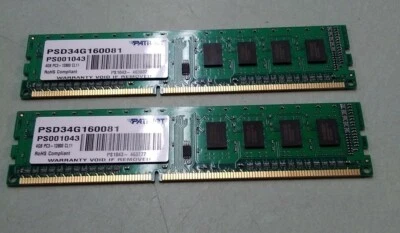 8GB 2X4GB  Patriot  PC3-10600 Desktop Memory PSD34G160081  PS1043-463777 -463807 - Image 1 of 3