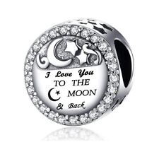 S925 Sterling Silver I Love You to The Moon and Back Bracelet Charm + Gift Bag