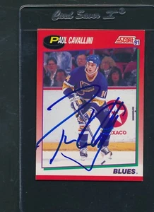 1991/92 Score #107 Paul Cavallini Blues Signed Auto *B1548 - Picture 1 of 1