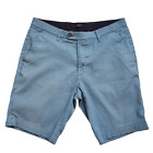 Ted Baker Shorts Mens 32 Blue London Flat Front Lightweight Cotton Stretch