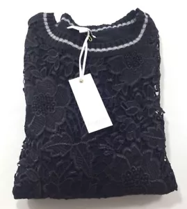 GAP PIPERLIME maglione donna misto cotone nero fiori pizzo maglia boho sportivo L - Foto 1 di 13