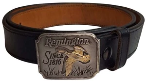 Vintage Remington Since 1816 Canada Goose Belt Buckle by Sid Bell Pewter Belt - Picture 1 of 9