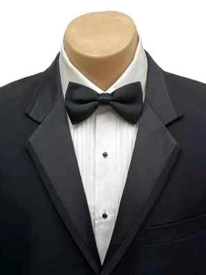 44 S Black 2 Button Notch Lightweight Wool Tuxedo Coat Satin Lapel Perry Ellis - Image 1 of 4