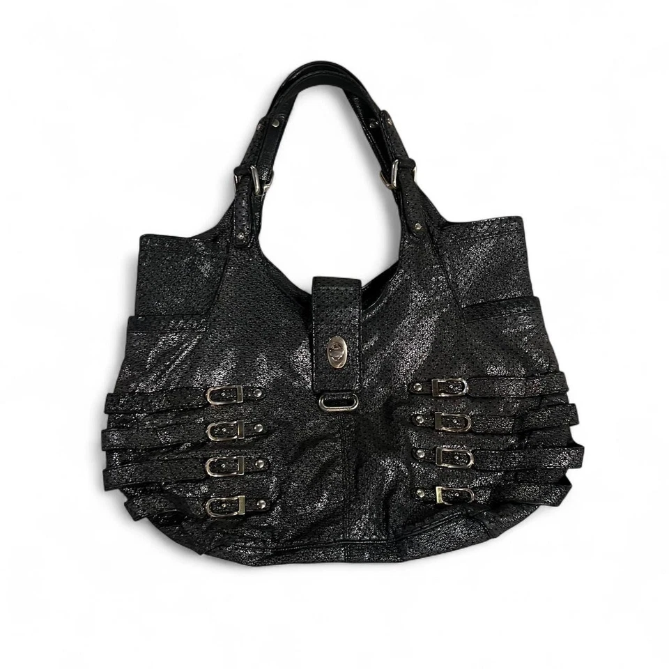 Bolso Bree Jimmy Choo de cuero perforado en Gunmetal con herrajes plateados Foto 1 de 4