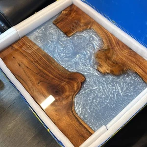 36"x24" Epoxy Resin side Table Top Solid Wood Resin Top Counter Slab Home Decor - Picture 1 of 8