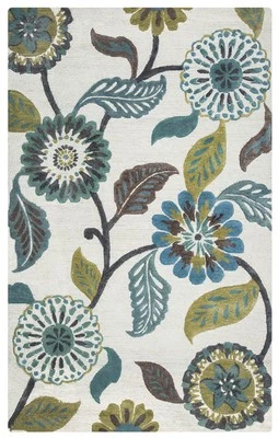 6x9 Rizzy Rugs Blue Floral Petals Leaves Area Rug EH8642 - Aprx 6' 6" x 9' 6" - Image 1 of 3