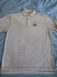 FootJoy PGA 2019 Bethpage Black Golf Polo Striped Blue Shirt Mens Large - Picture 1 of 10