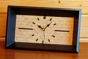 NEW 30cm Oriental Style Mantel Clock - Vintage Mid Century Clock Wooden Clock - Picture 1 of 5