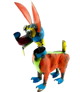 Chihuahua Perro Escultura Metal Reciclado Jardín Ornamento Patio Arte México 14"Tx10"L - Imagen 1 de 15
